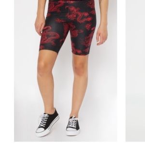 Black dragon print bike shorts